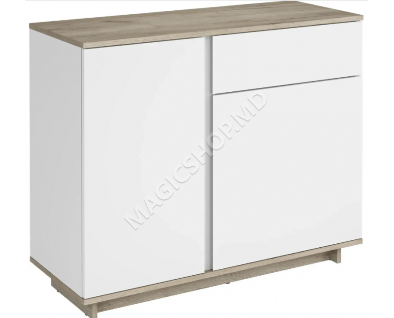 Comoda Concept 2D1S 100x82x40 cm stejar craft gri/nimfea alb